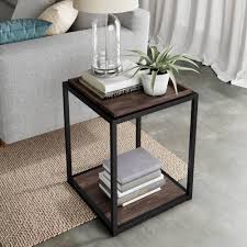 Shop allmodern for modern and contemporary drawers end + side tables to match your style and budget. Nathan James Nash Black Accent End Table Or Modern Side Table With Nutmeg Wood Finish Tray Top Shelves Metal Frame Matte Black Nathan James