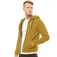 Un coloris chiné dans l'air du temps. Fluid Sweat A Capuche Zippe Homme Jaune Moutarde