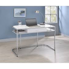 Details about high gloss computer desk pc laptop table triangular legs metal frame w/3 drawers. Ember White High Gloss And Chrome 1 Drawer Writing Desk Overstock 32247817