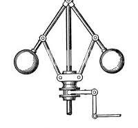 Watt's centrifugal governor. Artwork of the centrifugal ...