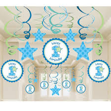 First Birthday Decoration Ideas For Baby Boy At Home 1st Birthday Boy Mega Value Pack Swirl Decorations 1st Boy Birthday First Birthday Decorations Boy First Birthday Decorations