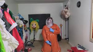 PVC Hazmat Suit Breathplay with Gasmask and Rebreathing Bag