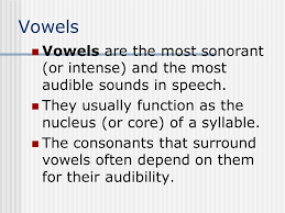 Vowels Vowels Are The Most Sonorant Or Intense And The
