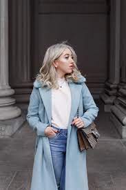 The Perfect Coat For This Season Lily Like Blog Blue Coat Outfit Blue Outfit Winter Winter Fashion Outfits