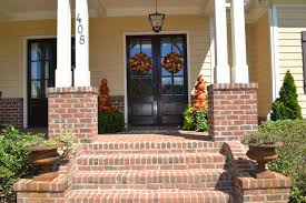 And they also did the back part of the driveway so had concrete there. Brick Front Porch Brick Steps Front Porch Design Porch Steps Porch Design
