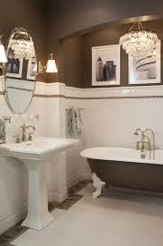 Ceramic Subway Tile Wainscoting And Hex Mosaic Is Always A Classic Choice Thetileshop Bathrooms Remodel Tile Bathroom Bathroom Wall Tile