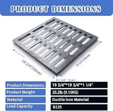 Facoba Cast Iron Drain Grate, 20 * 20 in B125 Class Outdoor ...