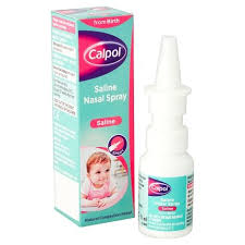 If the baby can breathe through the nose hold them in the crook of your arm and raise them to as vertical a position as you can, like in the picture. Calpo Saline Nasal Spray