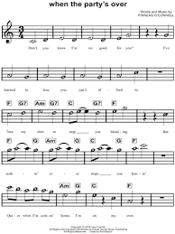 Easy piano songs for beginners / christina perri thousand years. Billie Eilish When The Party S Over Sheet Music For Beginners In C Major Download Print Sku Mn0195708