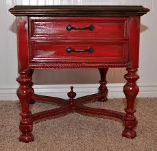 Dark Red End Table Too Shiny To Be Waxed Vintage Painted Furniture End Tables Refurbished Coffee Tables