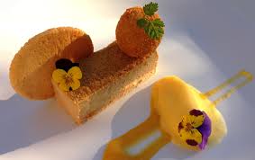 Terrine De Foie Gras Au Jurancon Et Poivre De Sichuan Poudre De Pain D Epice Cromesquis De Foie Gras Et Sorbet Mangue