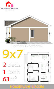 When designing a bathroom, there are a few common bathroom floor plans to start from, but, of course, there are always exceptions to the rules. House Plans 9x7 With 2 Bedrooms Gable Roof House Plans 3d