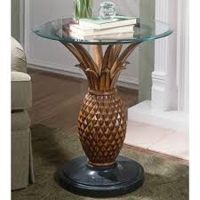 Heritage Glass Top Pineapple Side Table U4411 Lamps Plus Glass Top Side Table Side Table Pedestal Side Table