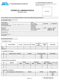 Membuat surat lamaran kerja dalam bahasa inggris sebenarnya tak ada . 002 Formulir Lamaran Kerja Smk Pt Aisin Indonesia Automotive Rev02 Pdf