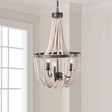 3 Light Wood Bead Empire Chandelier In Antique Bronze Modern Farmhouse Lighting Chandeliers
