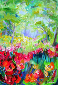 Forest Original Painting Canvas Art Landscape Trees Flowers Etsy In 2021 Art Flower Art Floral Art