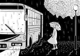 Obatasaki Japanese Illustration Bus Drawing Book Cover Illustration