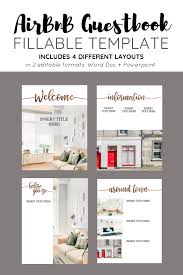 Airbnb Guestbook Fillable Template 4 Layouts Pages Word Document Powerpoint Template Layout Is Ready For Your Content And Pictures In 2020 Airbnb House Coordinates Decor Airbnb
