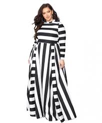 Black And White Striped Maxi Skirt Plus Size V Neck Chiffon Printing Women S Maxi Dresscheapplussize Com True To Size Cheap Beautiful Long Striped Dress Maxi Dress With Sleeves Striped Party Dresses