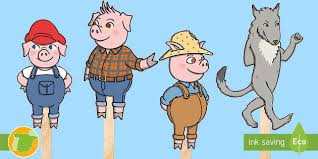 The Three Little Pigs Stick Puppets