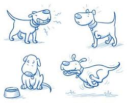 Cute Cartoon Dog Set Snarling Running Alert Hungry Hand Drawn Doodle Vector Illustration Cartoon Dog Drawing Cartoon Dog Dog Vector