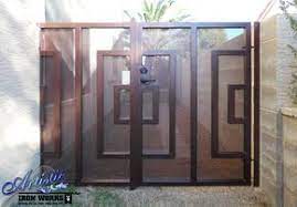 Maybe you would like to learn more about one of these? Modern Style Wrought Iron Gate With Perforated Metal Screen Sg0540 Steel Gate Design Metal Gates Design Door Gate Design