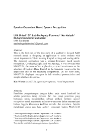 Czech german croatian italian english dutch french spanish danish latin finnish swedish norwegian russian. Pdf Speaker Dependent Based Speech Recognition