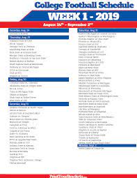 Printable Weekly College Football Schedule