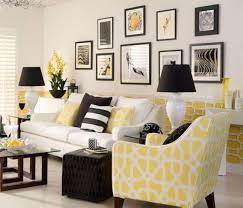 Modern Living Room With Yellow Accents Monochrome Living Room Living Room Color Schemes Blue And Yellow Living Room