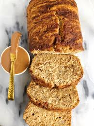 4.85 from 33 votes print recipe pin recipe Vegan Cinnamon Roll Banana Bread Gluten Free Nut Free