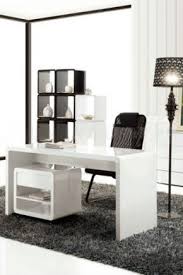 مكاتب بيضاء 53 صورة طاولة زاوية كبيرة لامعة مع أدراج أثاث بهيكل علوي تصميم حديث