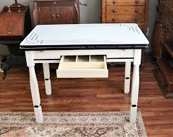 Antique Porcelain Enamel Top Farm Table Desk Expandable With Art Deco Design Rustic Shabby Table Top Is 25 X 40 Rustic Design Art Deco Design Farm Table