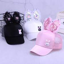 Cute Baby Hat Spring Summer Baby Girl Baseball Cap Glitter Sequin Rabbit Ear Pearl Kids Hat Girls Sun Hats For Children Summer Baby Cap Baby Summer Capbaby Cap Aliexpress
