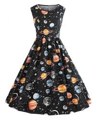 Planet Outer Space Vintage Dress Black 3540531218 Size M Planet Dresses Vintage Black Dress Space Dress