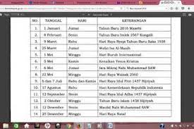 Sisanya, masih ada dua libur cuti bersama, yakni idul fitri pada 12 mei dan natal 24 mei 2021. Ini Daftar Libur Nasional Dan Cuti Bersama 2016