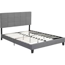 Full, queen and king size platform beds. Noble House Pembroke Fully Upholstered Fabric 65 5 Queen Size Platform Bed Frame Charcoal Gray 307590 Best Buy