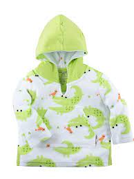 Zoocchini Terry Bath Swim Cover Up With Character 3d Hood Aiden The Alligator Stylemykid Com