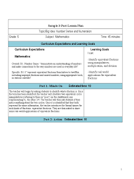 Number sense and numeration expectations : Grade 5 Equivalent Fractions Lesson Fraction Mathematics Teachers