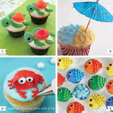 Throw an amazing beach party with some of these ideas for beach themed party food: Under The Sea Cupcake Decorating Ideas Chickabug