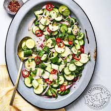 Desiree Nielsen S Cucumber Salad With Mint Ginger Cucumber Salad Spicy Recipes Healthy Salad Recipes