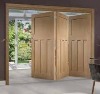 Three Folding Doors & Frame Kit - DX Oak 1930's Panel 3+0 - Unfinished