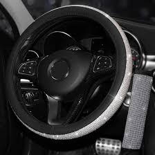 Black And White Steering Wheel Cover Utsauto Steering Wheel Cover Bling Crystal Steering Wheel Cover Pu Leather Bling Bling Rhinestone Universal Fit In 2020 Steering Wheel Cover Steering Wheel Wheel Cover