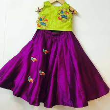 Purple Parrot Green Crop Top Kids Blouse Designs Dresses Kids Girl Girls Frock Design