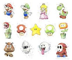 Mario Art Mario Gift Nintendo Art Luigi Art Yoshi Etsy Mario Art Geek Art Watercolor Art Prints