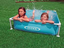 Intex Piscine Hors Sol Tubulaire Metal Frame Junior Carree 122 X 122 X 30cm Coloris Bleu