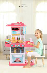Hape e3145 all in 1 kids toddler wooden pretend play kitchen set with oven, stove, sink, microwave, coffee maker, dish washer, fridge and accessories. Hot Gift For Baby Girl Toys Simulation Pretend Play Kithen Toys Set Kids Educational Toys Music Light Spary Funny Cooking Food Kitchen Toys Aliexpress