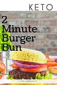 Famously Easy Keto Two Minute Burger Bun 3 Net Carbs Recipe Burger Buns Keto Buns Keto Recipes Easy