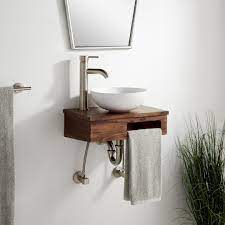 18 nadiya wall mount vessel sink vanity chestnut brown in 2021 small bathroom sinks build your own mantel