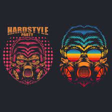 Gorilla Mask Retro Hard Party Vector Illustration 80s Animal Ape Png And Vector With Transparent Background For Free Download Vector Illustration Gorilla Mask Font Illustration