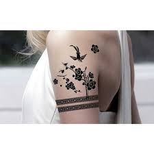 Bird And Flower Tattoo On Shoulder Cute Bird And Flower Tattoos On Women S Shoulder Women Tattoo Designs Ideas For Women Tattoos Arm Band Tattoo Armband Tattoo Design Tattoos